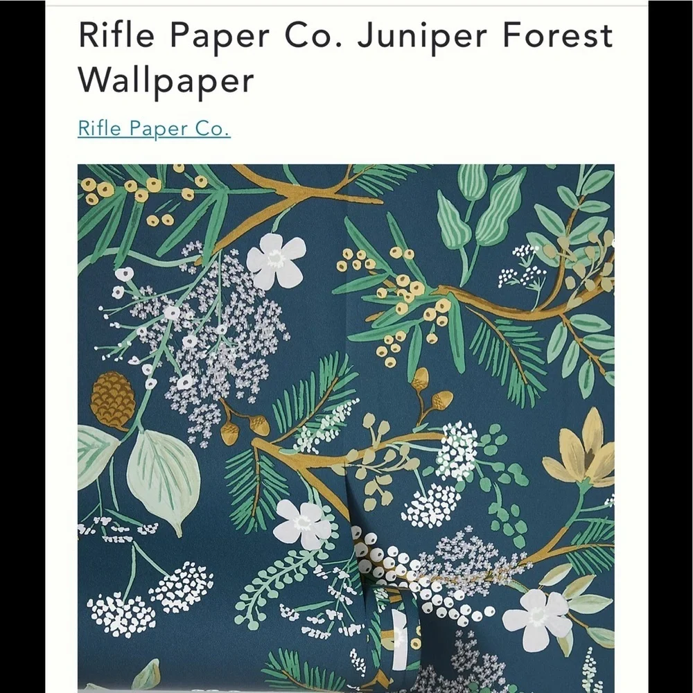 New Anthropologie Rifle Company Juniper Forest Wallpaper Navy one Roll